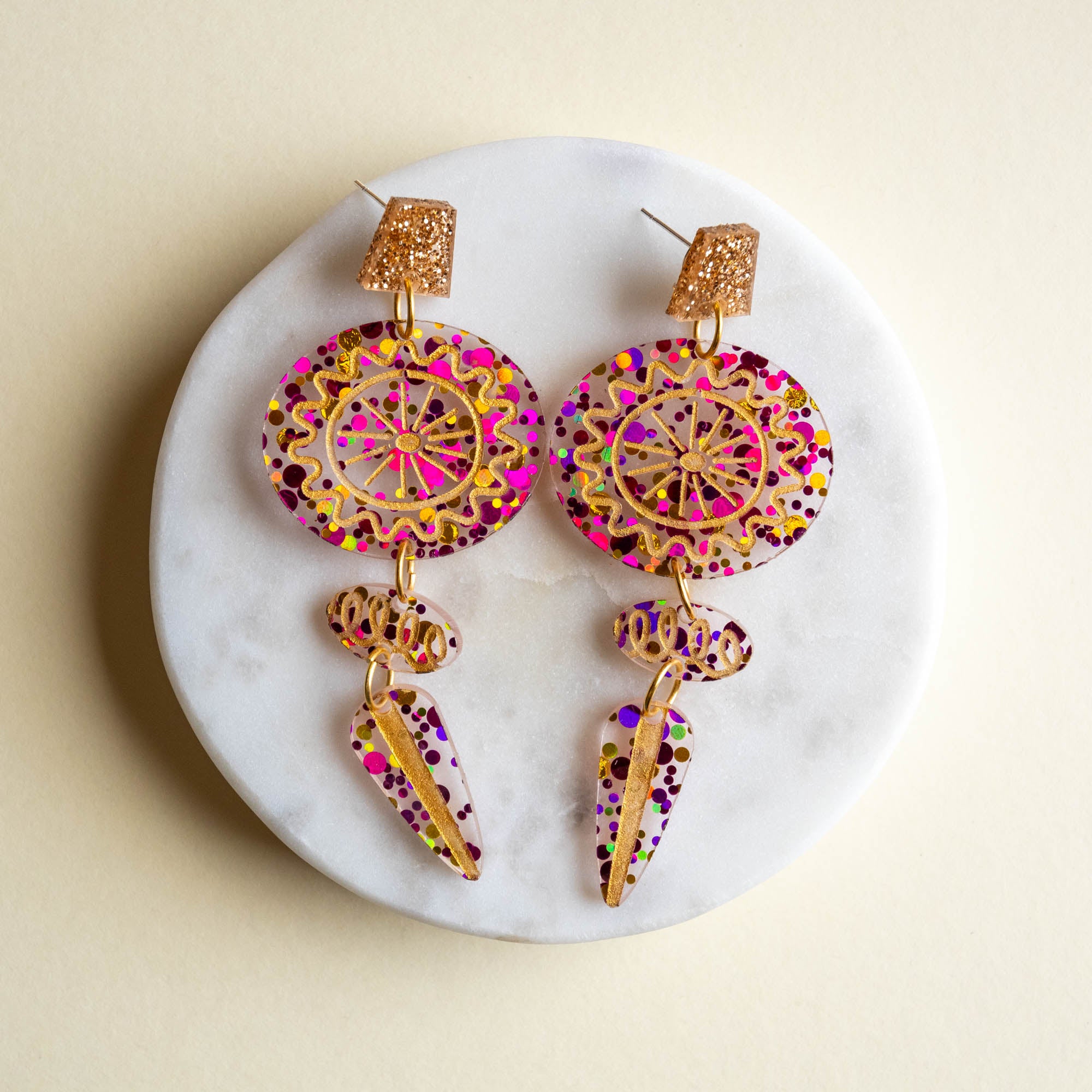 Mid Century Glitter Bauble Earrings