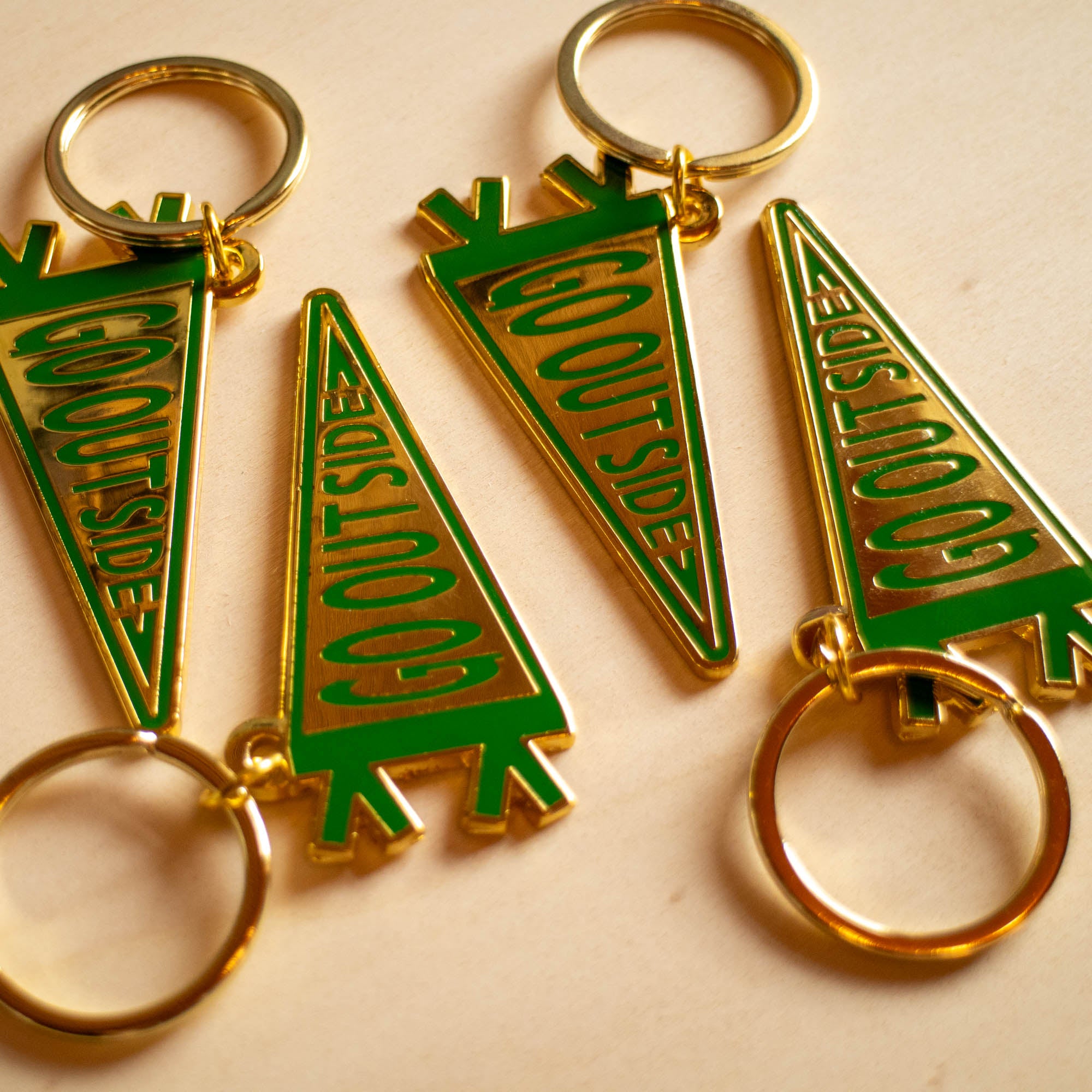 Go Outside Pennant Flag Keyring