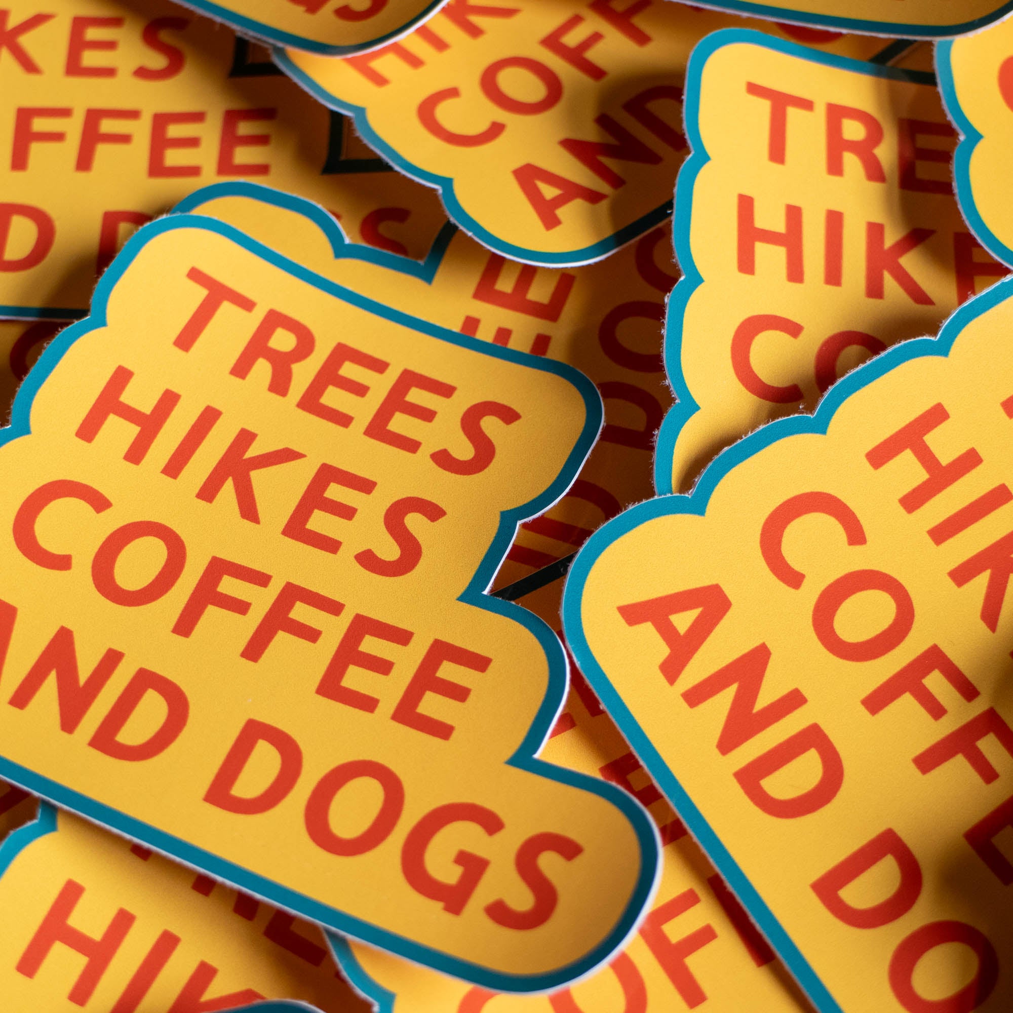 Trees Hikes Coffee and Dogs Vinyl Sticker