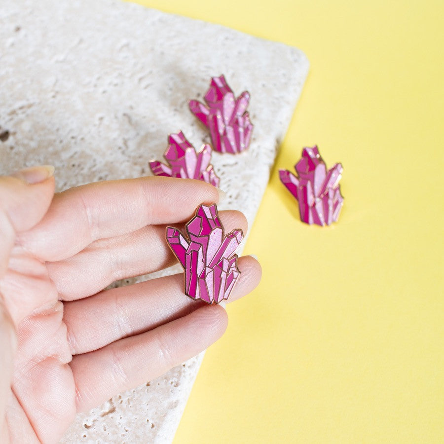 Pink Crystal Enamel Pin - Finest Imaginary