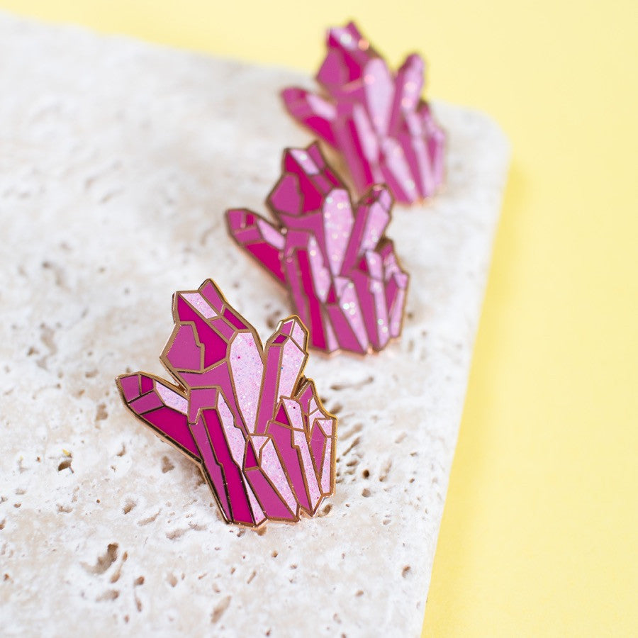 Pink Crystal Enamel Pin - Finest Imaginary