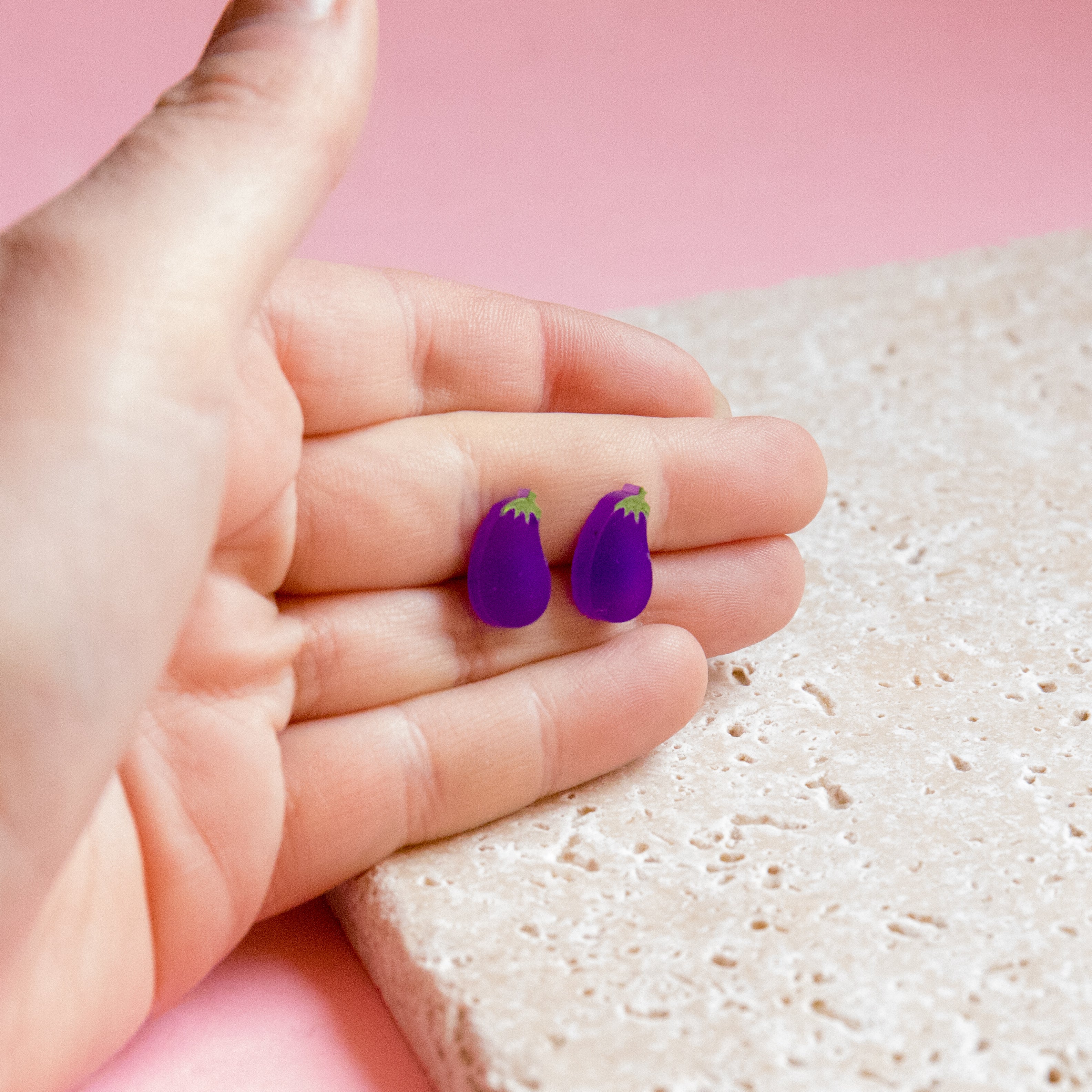 Aubergine Eggplant Earrings - Finest Imaginary