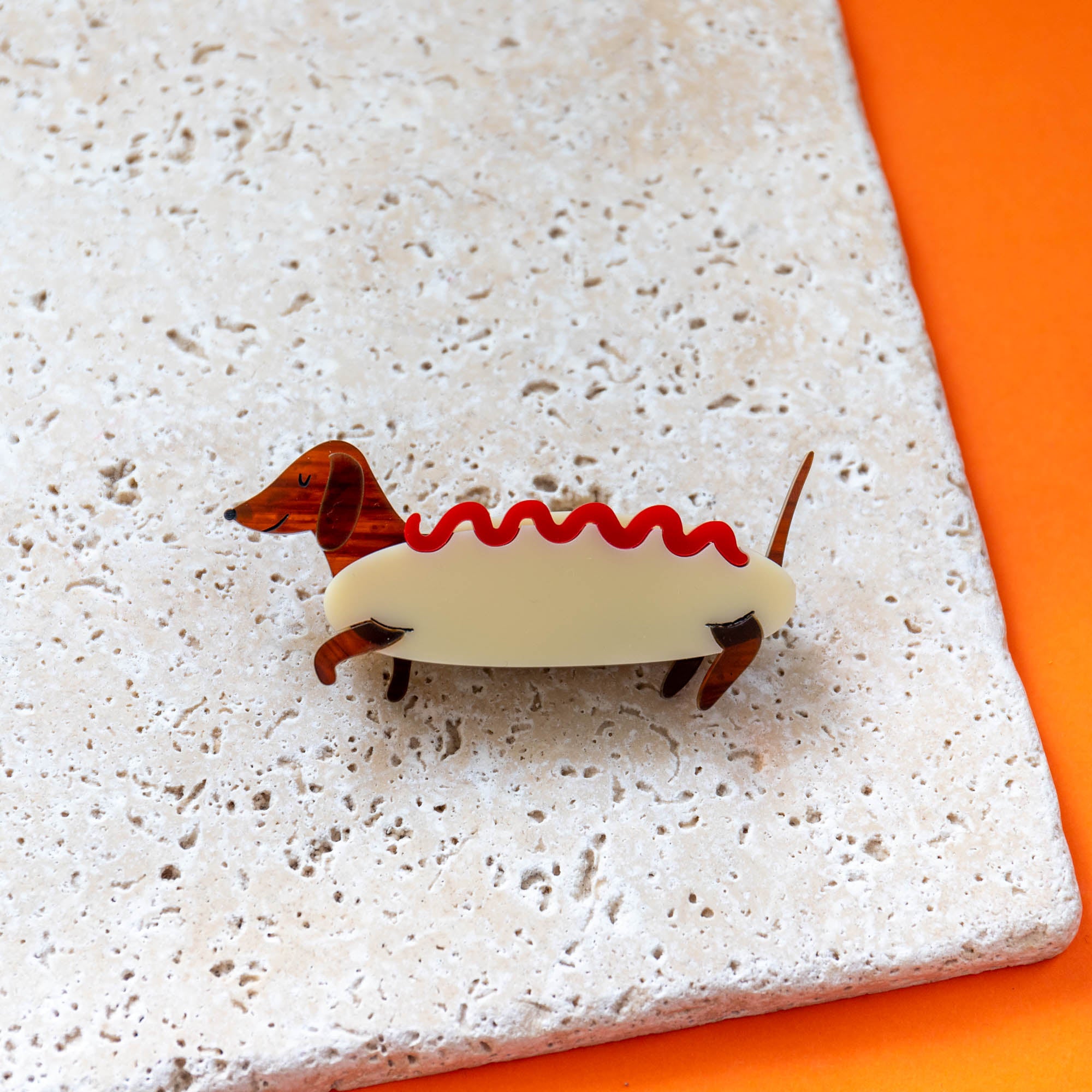 Dachshund Hot Dog Costume Brooch - Finest Imaginary