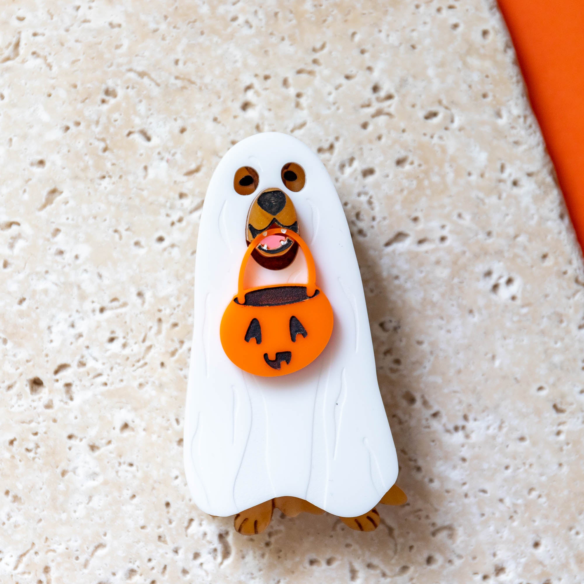 Golden Retriever Ghost Costume Brooch by Finest Imaginary