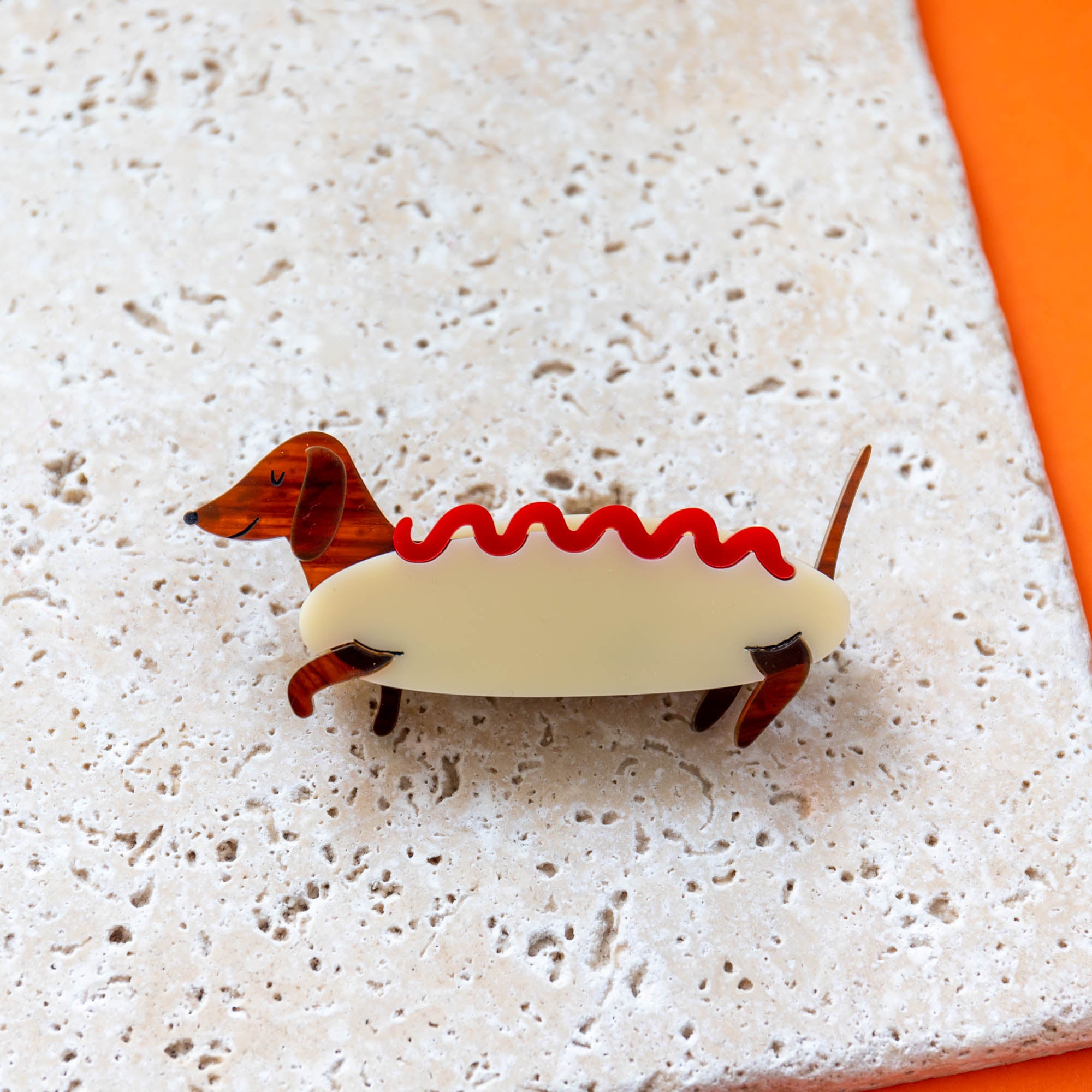 Dachshund Hot Dog Costume Brooch - Finest Imaginary