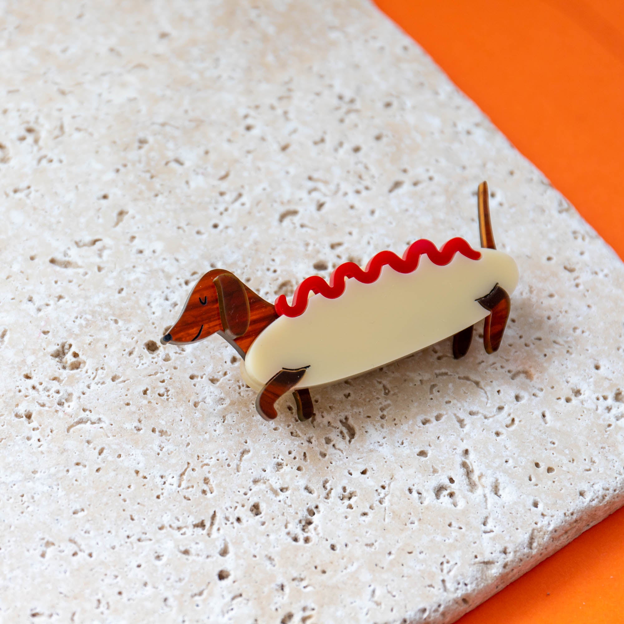Dachshund Hot Dog Costume Brooch - Finest Imaginary