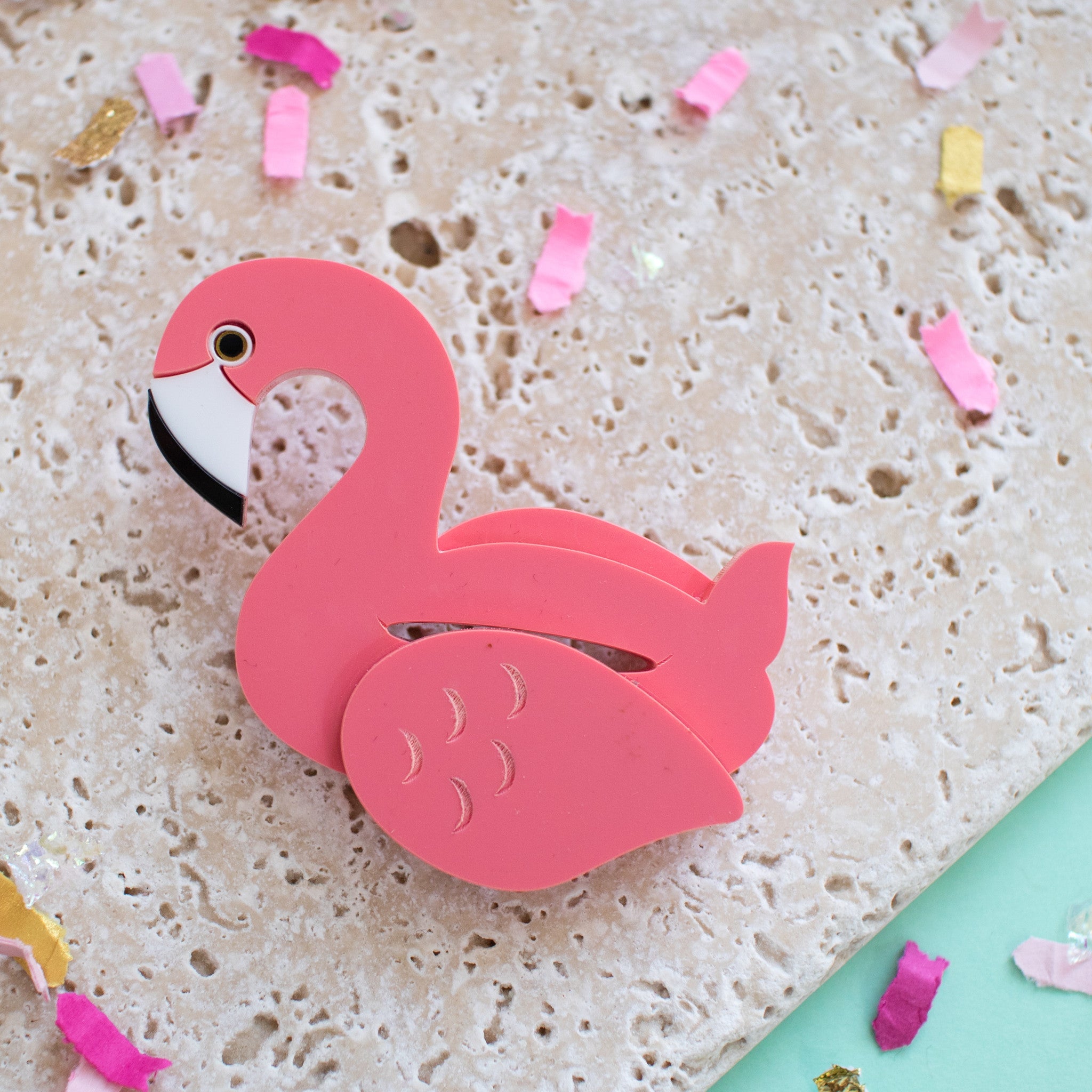 Flamingo Pool Float Brooch - Finest Imaginary