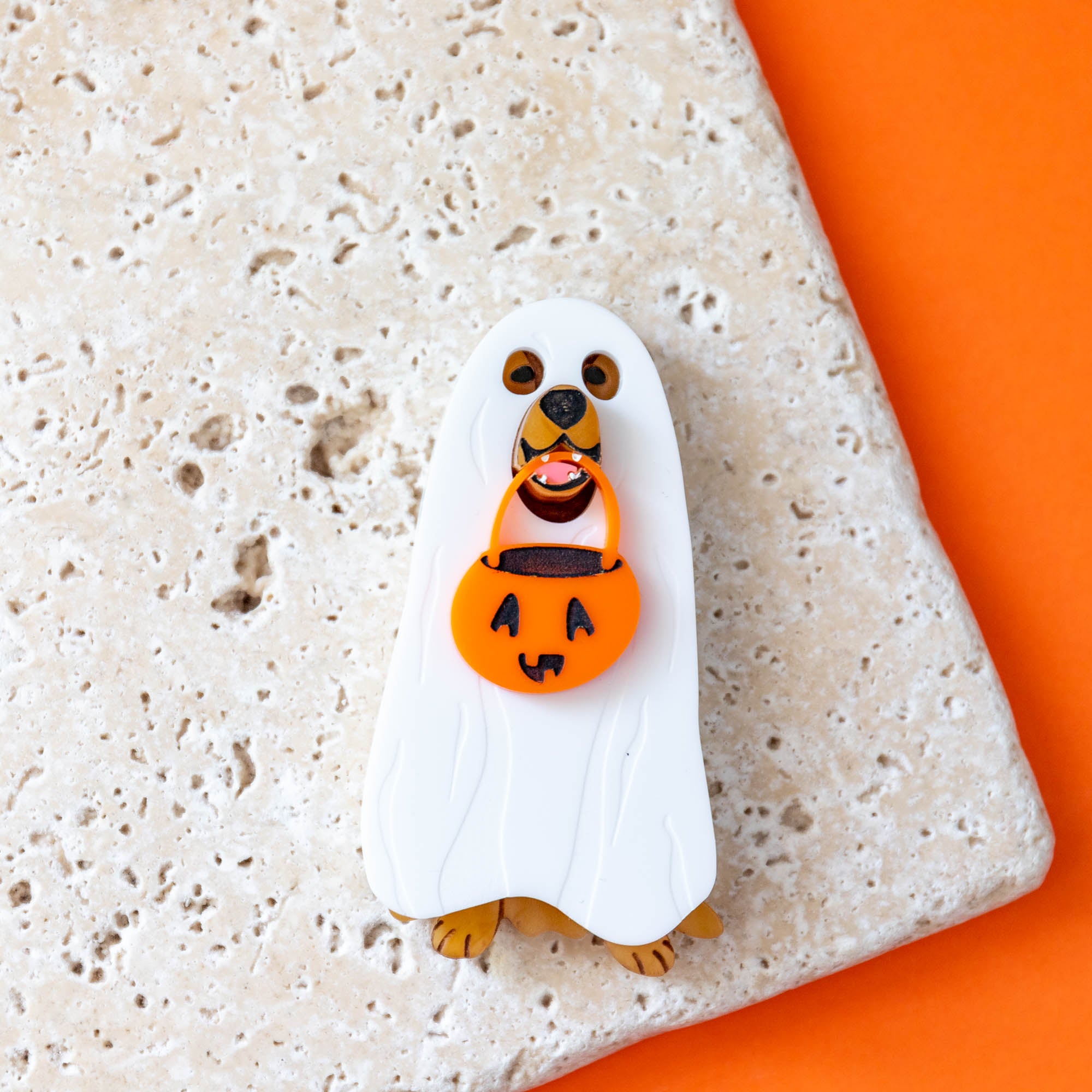 Golden Retriever Ghost Costume Brooch - Finest Imaginary